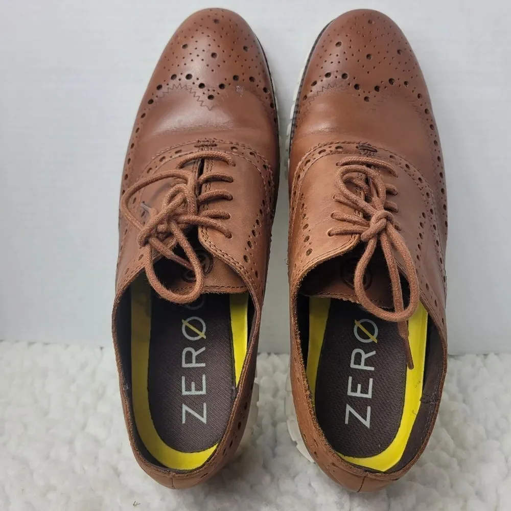 Cole Haan Zerogrand Men’s Size 8.5 Brown Leather Wingtip Oxford Shoes C14493